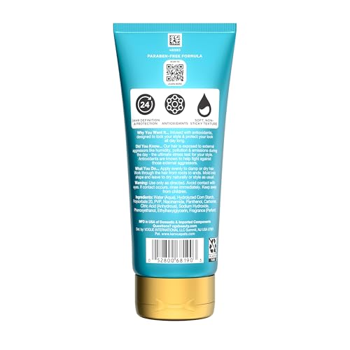 OGX Antioxidants + Touchable Hold Gel, Medium Hold Hair Styling Gel for 24 Hour Definition & Frizz Control, Anti-Humidity Hair Gel with a Soft, Non-Sticky Texture, Paraben-Free, 6 fl. oz