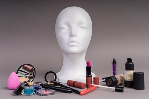 SHANY Styrofoam Model Heads ,Hat Wig Foam Mannequin Female Wig Head Stand ,Mannequin Head for wigs , Wig Holder - Round Base , 11 Inches Female Mannequin Head -1 Piece