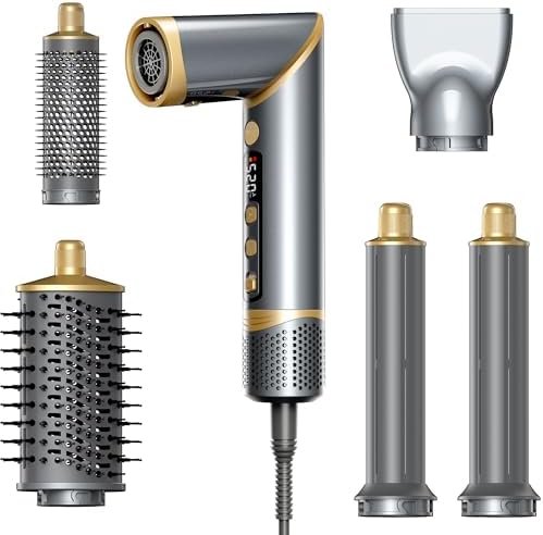 Easywave Air Wrap Hair Styler: Flexible 5 in 1 Styling & Drying System, Professional Hot Air Brush Set for Fast Drying, Curling, Volumizing, Smoothing & Styling, Oval Brush, Concentrator