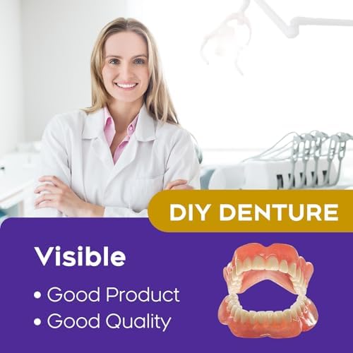 Denture Do it Yourself Full Set of Top and Bottom Fake Teeth, for Improve Smile,DIY Denture Kit- Natural Looking Emergency Replacement Solution, Customized Dentures(Universal Size)-0624-1