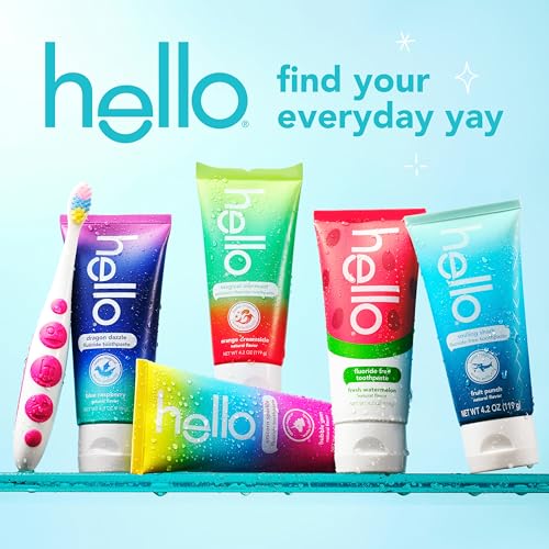 Hello Natural Watermelon Flavor Baby & Kids Fluoride Free Toothpaste, Vegan, SLS Free, Gluten Free, Safe to Swallow for Baby and Toddlers, 4.2 Ounce (Pack of 3)