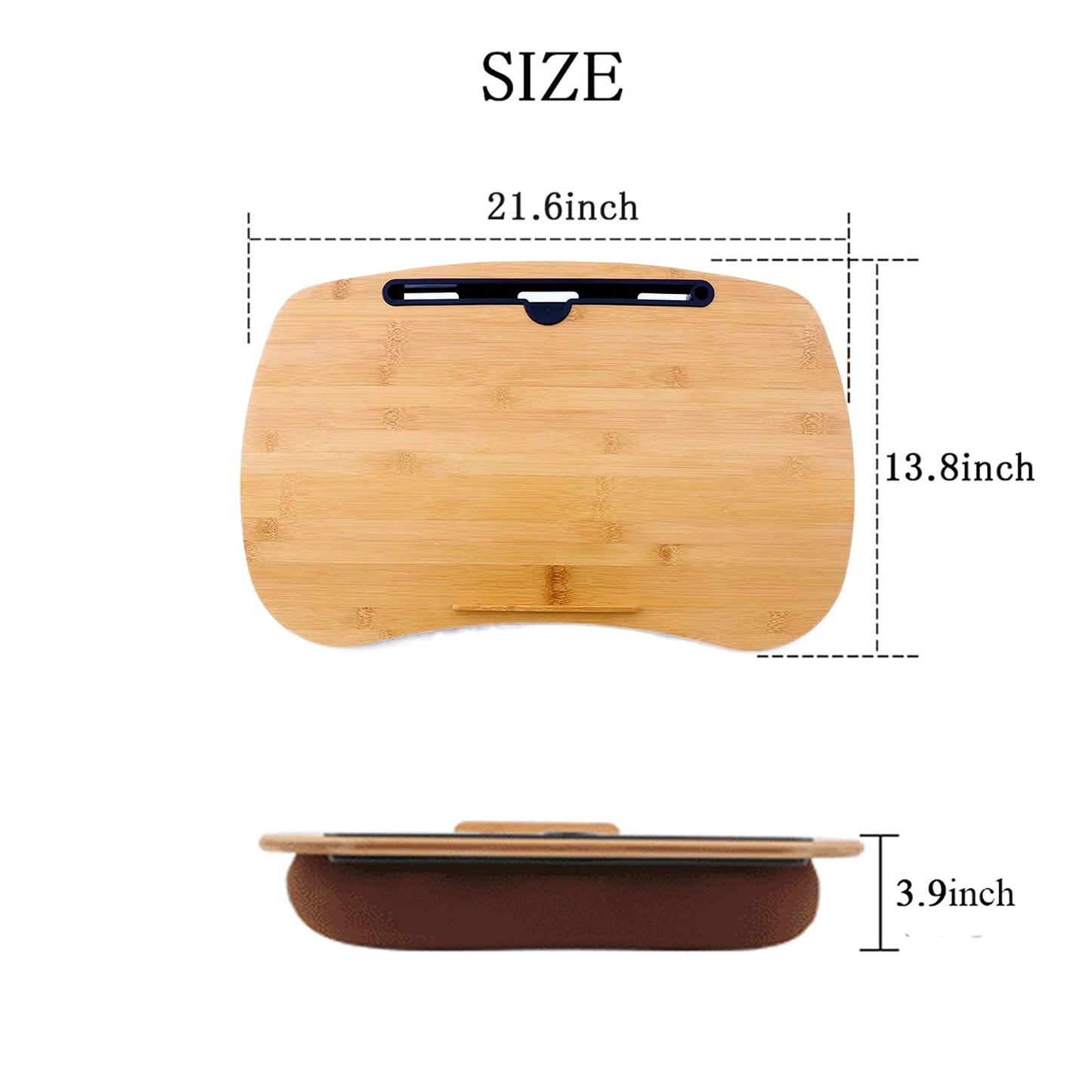 SUMISKY Lap Desk-Portable Laptop Table with Cushion Bamboo Platform Phone Holder L(21.6"x13.8")