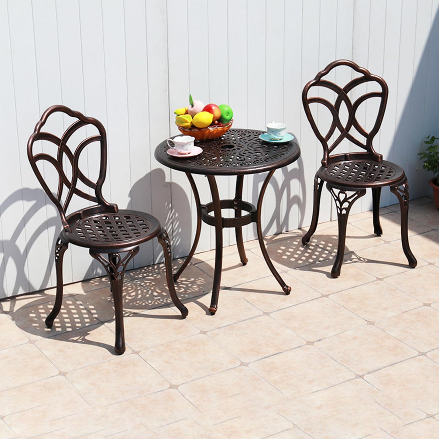FAPOLITE Outdoor Dining Chair Cast Aluminum Patio Chairs Set of 2 All-Weather Patio Dining Chair with Adjustable Feet for Backyard Garden (Muran Chair)