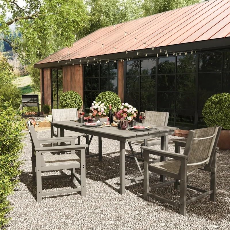 UDPATIO 2-Pack HDPE Patio Dining Chairs with Teslin Fabric - Heavy Duty Outdoor Chairs for Poolside, Deck, Garden, Backyard - All-Weather Resistant Seating Set