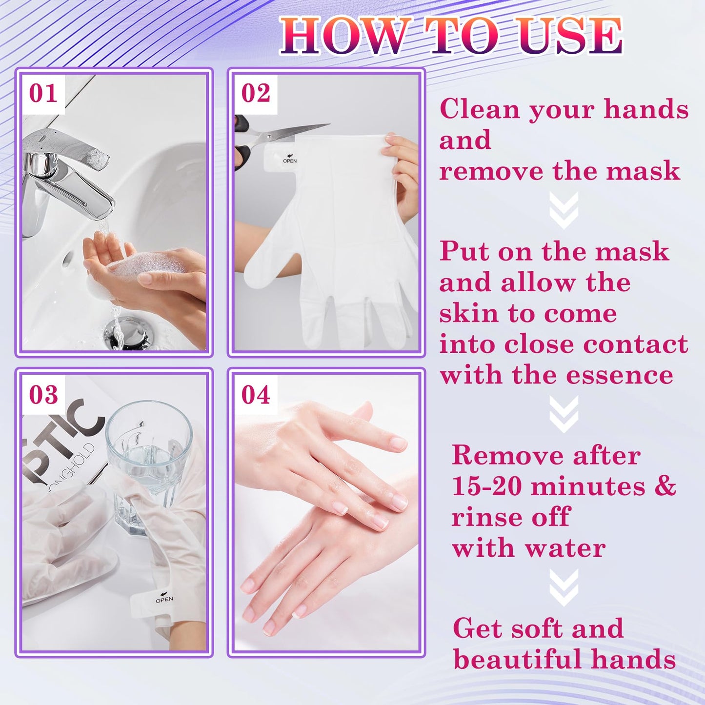 LZYLLS 6 Pairs Hand Masks Moisturizing Gloves, Hydrating Hand Mask Moisturizer Gloves Care for Dry Cracked Hands, Smooth Long Lasting Soft Firming Hand Mask Gift Set for Men Women(I