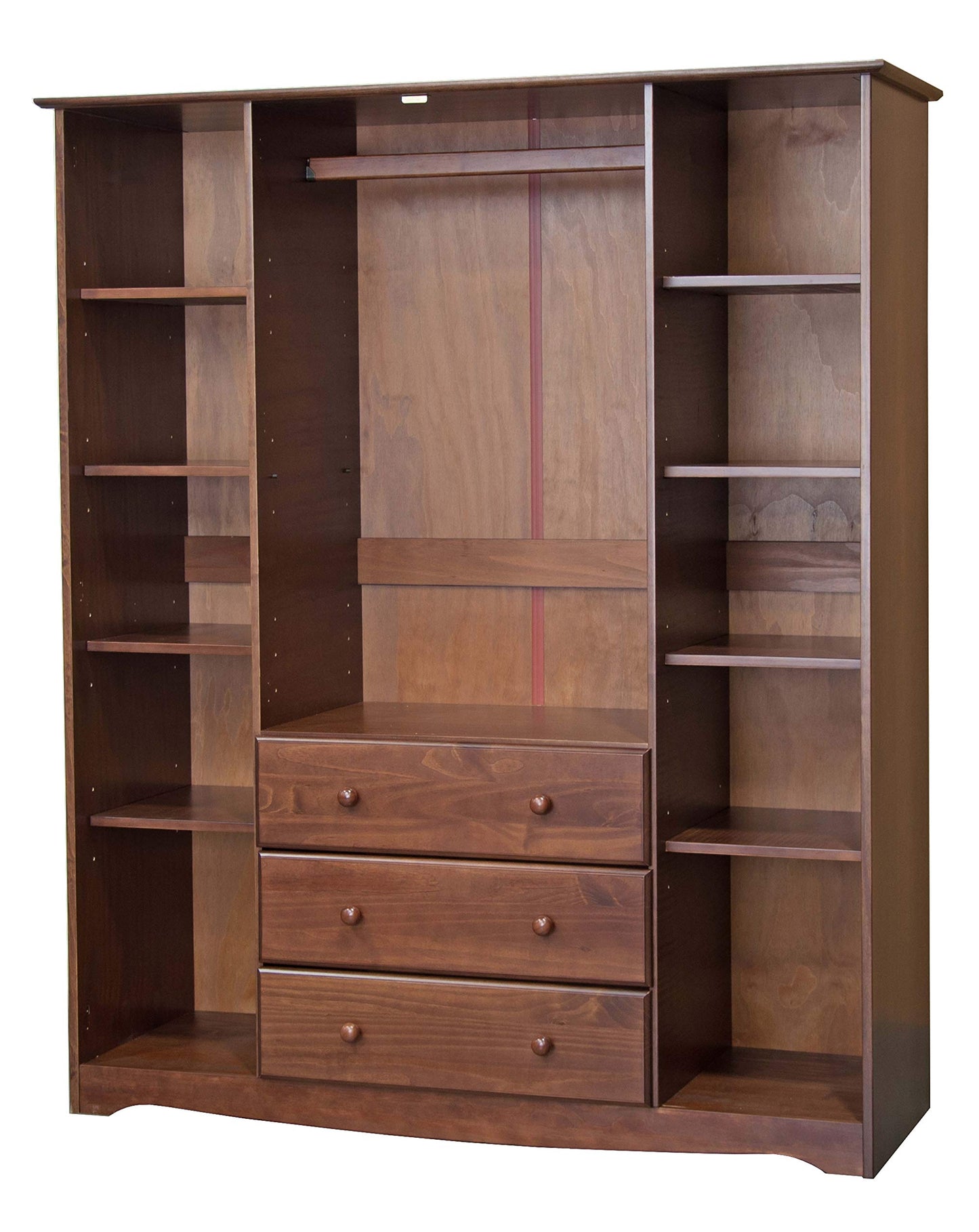 Palace Imports 100% Solid Wood Set of 4 Small Shelves for Regal, Family Wardrobe ONLY, Mocha, 16 Metal Pins Included