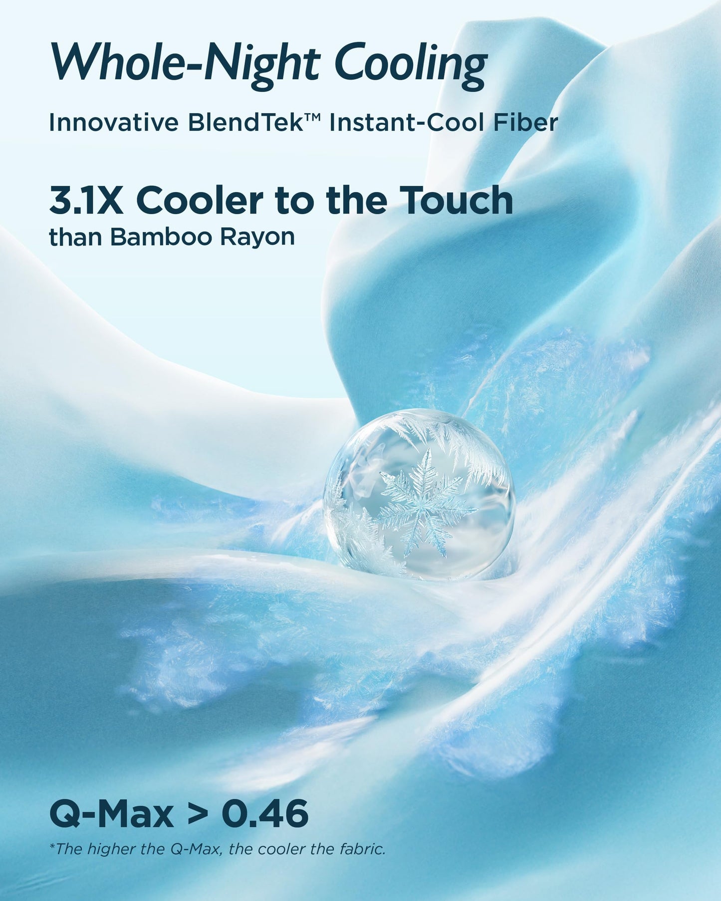 Breescape Cooling Sheet Set King Size - BlendTek™ Dry & Cool Technology for Hot Sleepers and Night Sweats, Q-Max>0.46 Tech, Deep Pocket Up to 18", 360° Elastic Band, Twilight Blue