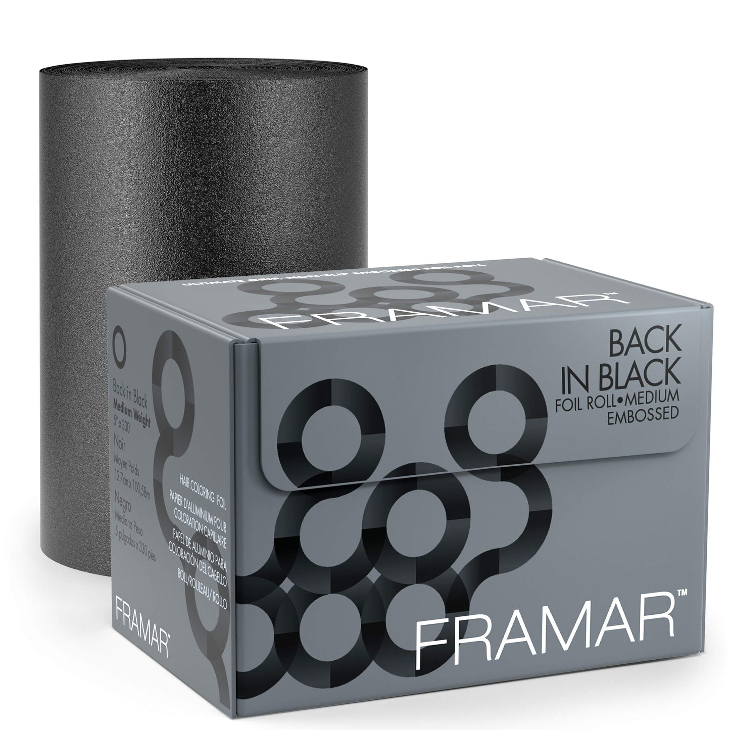 FRAMAR Embossed Roll Black Aluminum Foil - Professional Hair Foils For Highlighting, Hair Color Foils, Highlighting Foils, Foil For Hair Highlighting, Papel Aluminio Para Mechas De Ca, Black Foil 320