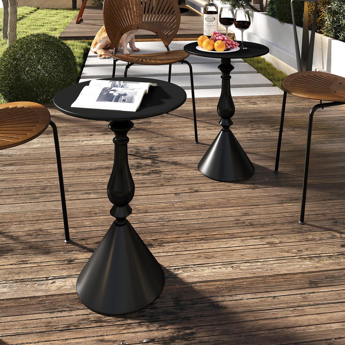 Benkyo Living Room Side Tables Set of 2 Black Round Small End Tables livingroom Sofa End Tables Set of 2 Metal Nightstands Morden Side Table for Bedroom,Black