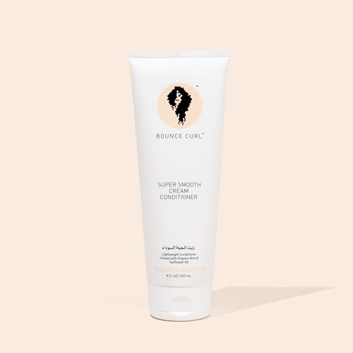 Bounce Curl Super Smooth Cream Conditioner, Lightweight Conditioner Infused with Aloe & Safflower Oil, Hydrating Formula For Fine and Medium Hair Textures, Color Safe & Vegan (8 oz)