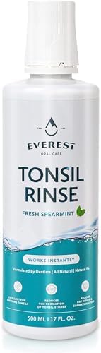 Everest Mouth Wash & Tonsil Stone Remover – Natural Mouthwash or Oral Rinse Liquid to Help Soothe Tonsils, Fight Bad Breath, & Relieve Dry Mouth – Paraben & Alcohol Free Treatment, Spearmint