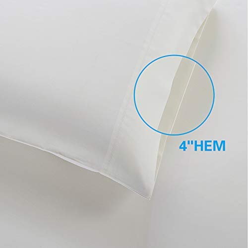 ELINEN 100% Supima Cotton Sheets 600 Thread Count,Bed Sheet Set Queen Size Sheets 4 Pieces,Soft & Silky Sateen Weave, Fits Mattress Up to 18",Deep Pocket, Breathable & Fade Resistant(Ivory,Queen)