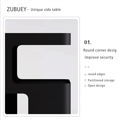 BUZUEY Side Table,Modern end Table,Metal Black nightstand,Bedside Table,3-Tier Accent Table with Storage for Bedroom,Living Room,Small Space,Couch.No Assembly Required