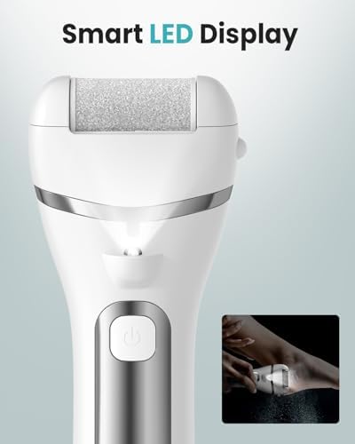 Electric Foot Callus Remover with 10000 RPM Motor and 3-Speed Settings, Foot File Kit with LED Light and Display for Women’s Home Pedicure, Waterproof Foot Grinder with Type-C Charging