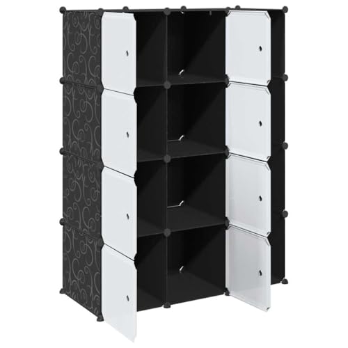 Teenpull Modular Closet Cabinet Storage Lockers Clothes Locker Hanging Wardrobe, Black & White Plastic Shelves for Bedroom, Closets, Clothing - Modern Design