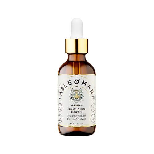 Fable and Mane MahaMane Smooth & Shine Hair Serum - Protective Oil Treatment for Dry, Damaged Hair. 1.8FL oz