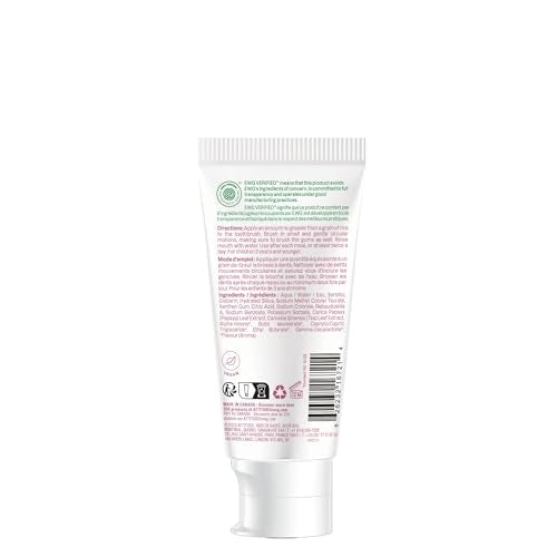 Attitude Baby and Child Fluoride-Free Training Toothpaste, EWG Verified, Naturally Derived Ingredients, Vegan, Strawberry, 2.6 Oz