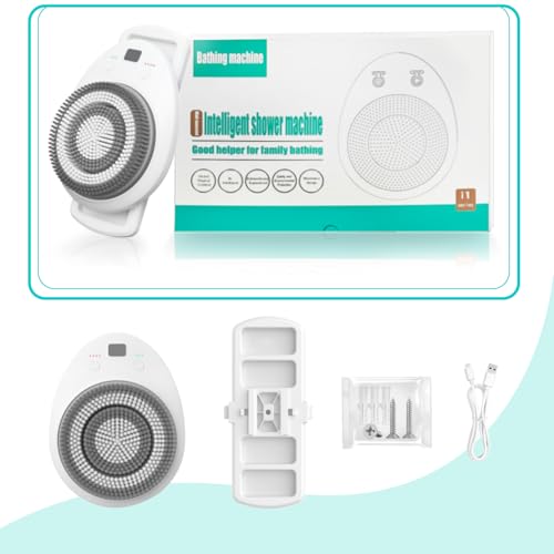 Wall Mounted Electric Back Scrubber With Spin Head for Shower - Body Brush for Deep Cleansing, Exfoliating and Massaging - Dry Brushing Bath Brush
