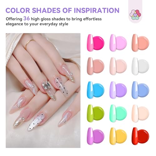 SAVILAND Poly Gel Nail Kit for Pretty Gift: 36 Colors Poly Gel Nail Starter Kit with Slip Solution and Mini U V Lamp Curing Light for Quick Extension Home DIY, Manicure Set Supplies Tools for Starter