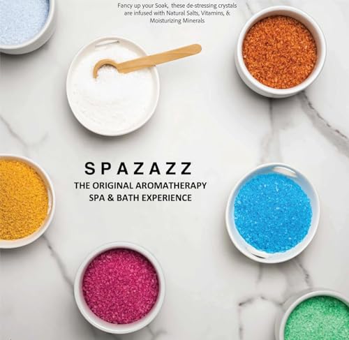 Spazazz Hot Tub Aromatherapy Destination Collection Bath Salt Crystals Four- 4oz Pack - Aloha Paradise, Big Apple, City of Love, Cherry Blossom - Bath Salts Perfect for Hot Tubs, Baths, and Foot Soaks