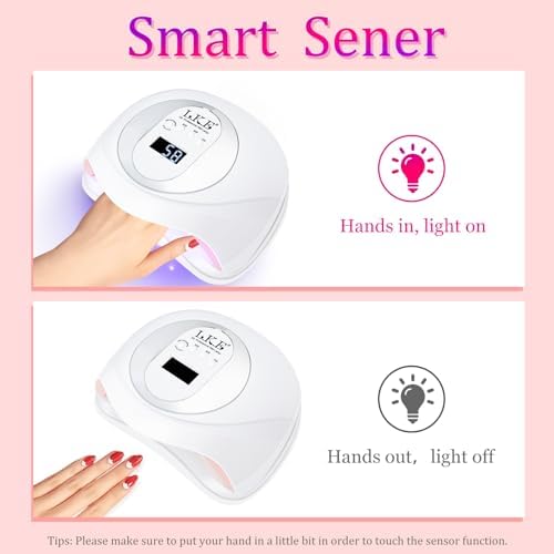 UV Nail Lamp, Nail Dryer 268W Light for Nails with 4 Timers LED Lamp Gel Polish Kit Professional Art Tools Automatic Sensor (White Pink)