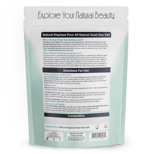Natural Elephant Dead Sea Bath Salt | 10 Pound Bag (160oz) | 100% Natural and Pure| Fine Grain | for Bathing and Relaxation of Body and Mind