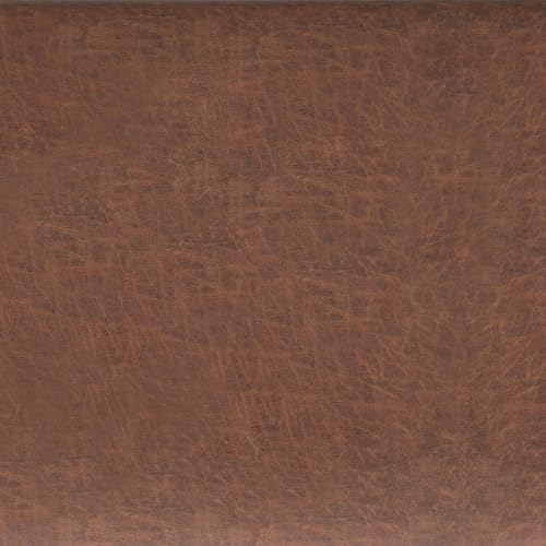 SIMPLIHOME Oregon 42 inch Wide Transitional Rectangle Storage Ottoman Bench with Tray in Distressed Saddle Brown Vegan Faux Leather, Assembled, For the Living Room, Entryway and Family Room