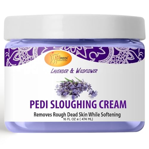 SPA REDI - Foot Cream, Sloughing Lotion, Lavender and Wildflower 16 Oz - Pedicure Massage Foot Care for Dry Cracked Feet, Scrub Gently, Exfoliating, Smooths and Eliminates Buildup of Dead Skin