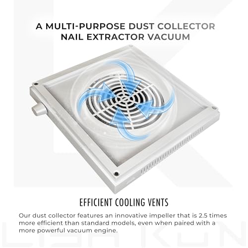 Nail Dust Collector with Reusable Filter, Professional Vacuum Fan Dust Extractor, Powerful & Quiet Nail Tech Dust Suction Machine for Acrylic Gel Nail Polishing, High-End Nail Salon