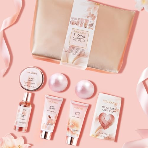Spa Gift Baskets for Women Mom, Birthday Gifts for Her Wife, - 8 Pcs Relaxing Self Care Gifts Set with Cosmetic Bag & Bubble Bath, Ideal Mothers Day Gifts for Women, Wife, Girlfriend, Mom