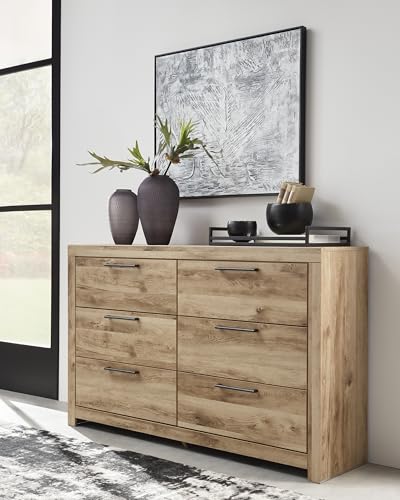 Signature Design by Ashley Hyanna Mid-Century Modern 6 Drawer Dresser, Light Brown & Beige