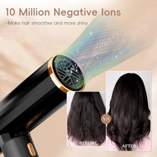 Nicebay Hair Dryer, Ionic Blow Dryer with Diffuser, 1600W &110000RPM High-Speed Brushless Motor for Fast Drying, Lock Function, Constant Temperature, Lightweight
