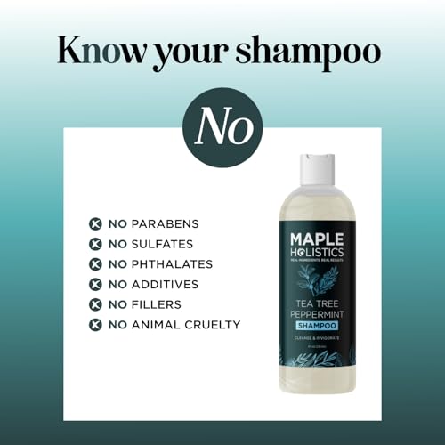 Rosemary Tea Tree Mint Shampoo - Clarifying Shampoo for Build Up and Flakes with Deep Cleansing Peppermint Oil and Tea Tree Essential Oil for Dry Scalp Treatment - Paraben & Sulfate Free (8oz)