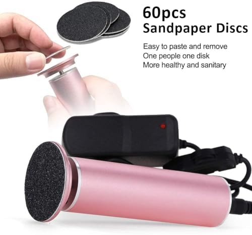 Electric Foot File Callus Remover for Feet, Adjustable Speed Foot Sander Grinder Professional Pedicure Tools for Dead Skin Heel Calluses with Replaceable Sandpaper Discs (Upgraded FCR-1 Pink)