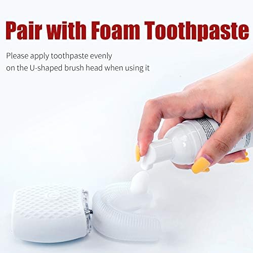 Ultrasonic Toothbrush for Adult Automatic Toothbrush 30'' Automatic Timer Wireless Charging Washable Travel Home Dual-use (White, M)
