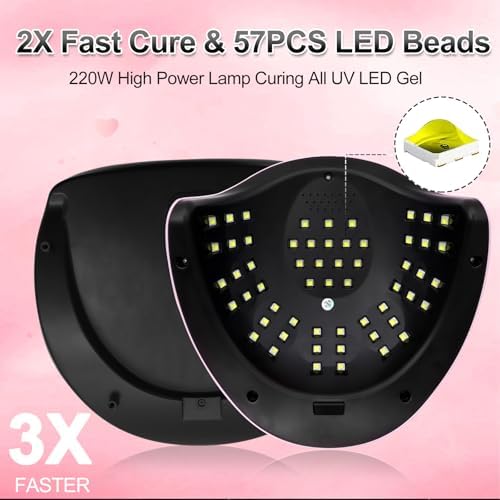 LKE UV Nail Lamp, Nail Dryer 220W UV Light for Nails with 4 Timers LED Lamp Gel Polish Kit Professional Art Tools Automatic Sensor