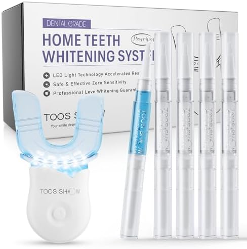 Teeth Whitening Kit for Sensitive Teeth,with 4 Carbamide Peroxide Pen & 1 Remineralization Pen,LED Accelerator Light Non,Tooth Whitener Professional Oral Care Gently Yet Effectively Removes Stains