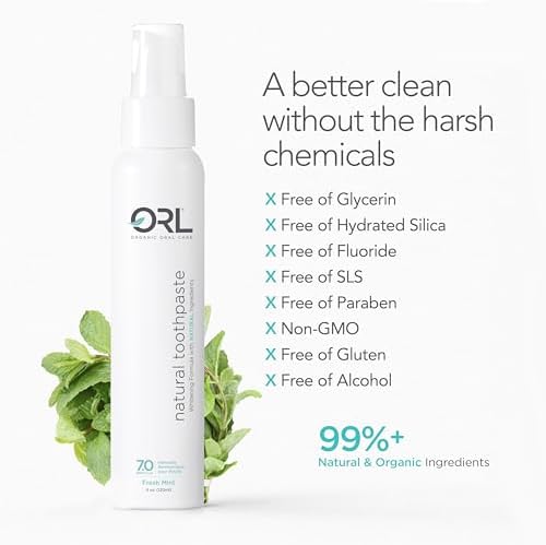 ORL Fluoride-Free, Natural Hydroxyapatite Toothpaste with Organic Xylitol. Helps Strengthen Teeth, Prevent Cavities, Non-Toxic Ingredients. Natural Fresh Mint Flavor 4 oz. Made is USA