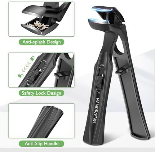 Toenail Clippers for Seniors Thick Toenails, Angled Head Large Toe Nail Clippers for Thick Nails for Men, Heavy Duty Ingrown Toenail Clippers with Wide Jaw, 360° Rotating Nail Clipper with Long Hande