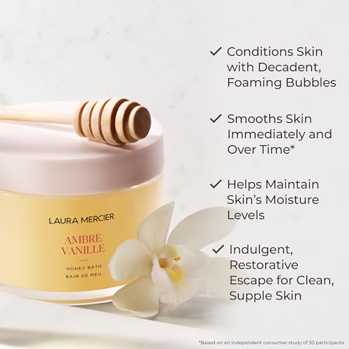 Laura Mercier Honey Bath Gel, Foaming Bubble Bath, Long-Lasting Hydration, Helps Maintain Skin's Moisture, Provides Visible Radiance, Suitable for All Skin Types