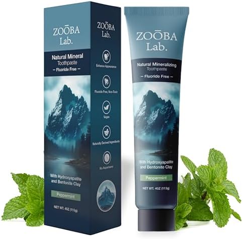 Natural Fluoride Free Toothpaste with Hydroxyapatite Remineralizing Whitening Bentonite Clay, Vegan - Sensitive Teeth - Doctor Recommended for Healthy Adults & Kids, Non-Toxic
