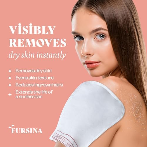 Exfoliating Glove (4 PCS) - Turkish Hammam Mitt for Bath, Exfoliating Body Scrubber Mitt, Dead & Dry Skin Remover for Body, Great for Spray Tan Removal, Smooth Skin Surface