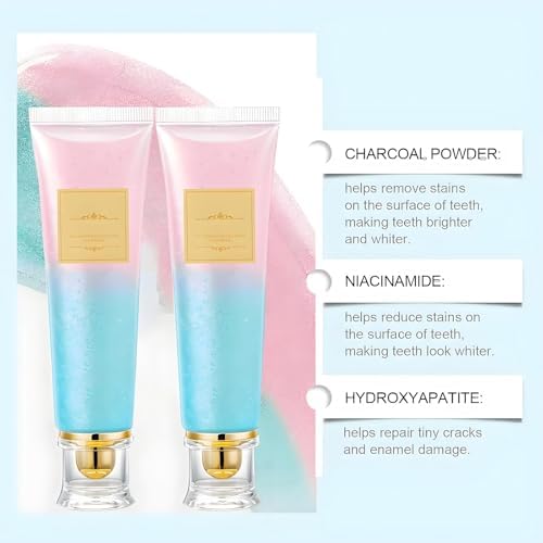 Niacinamide Whitening Toothpaste 2-Pack | Fresh Breath Toothpaste | Stain Removal & Enamel Safe | Fresh Breath Formula with Activated Charcoal |for Coffee/Smokers