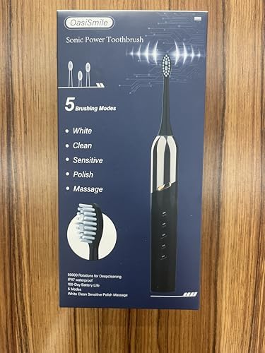Electric Toothbrush for Adults, 5 Modes Sonic Toothbrush with 4 Brush Heads, 50000 VPM Deep Clean, 100-Day Battery Life, IPX7 Waterproof Rechargeable Toothbrushes Built-in Smart Timer, Green