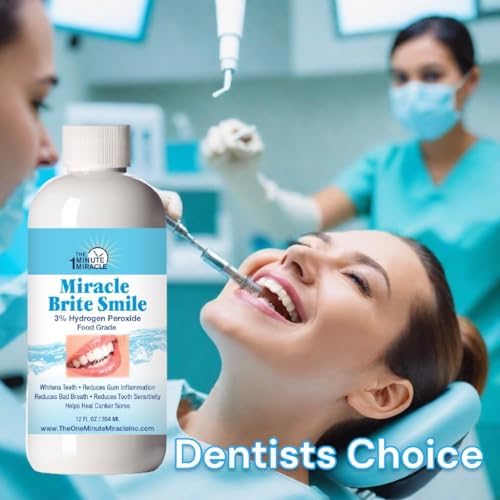 Miracle Brite Smile - 3% Hydrogen Peroxide Medical Food Grade, Peppermint, Lemon, Clove Leaf, Cinnamon and Rosemary