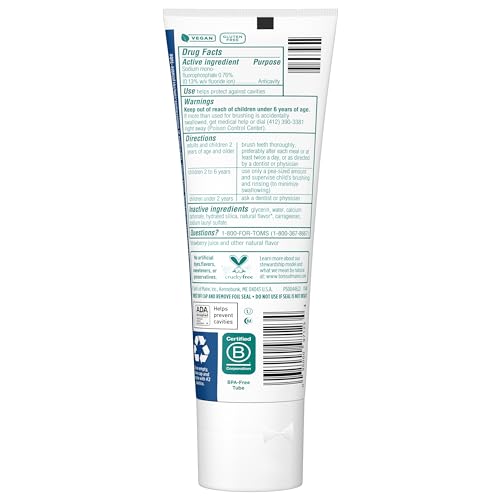 Tom's of Maine ADA Approved Fluoride Kids Toothpaste, Natural Toothpaste, Dye Free, No Artificial Preservatives, Silly Strawberry, 5.1 oz. 3-Pack (Packaging May Vary)