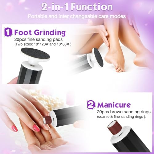 Electric Foot Callus Remover, Electric Foot File Speed Adjustment & Direction of Rotation Controller, Pedicure Tools for Feet with 20Pcs Replacement Sandpaper and 10Pcs Barrel Sandpaper