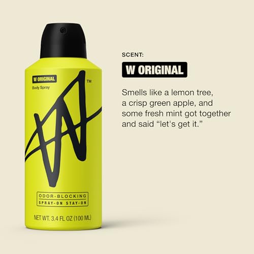 W By Jake Paul Body Spray for Men, Odor Blocking, Body Deodorant, Long Lasting Protection, Original, 3.4 fl oz (Pack of 3)