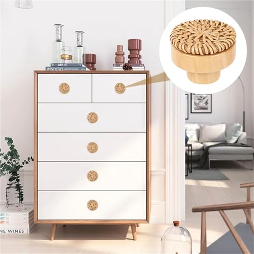 Rattan Knobs 20Pcs Vintage Rattan Handles - Furniture Cabinet/Dresser/Drawer Knobs for Cabinet