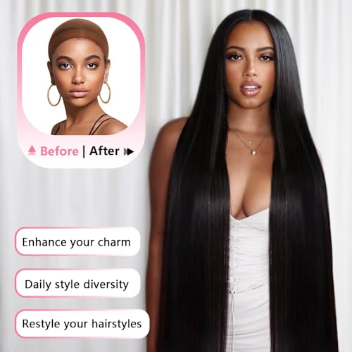 30 Inch 13x6 Lace Front Wigs Human Hair 200 Density Straight HD Lace Front Wigs Human Hair Pre Plucked with Baby Hair Glueless Wig Virgin Human Hair Lace Front Wigs for Women